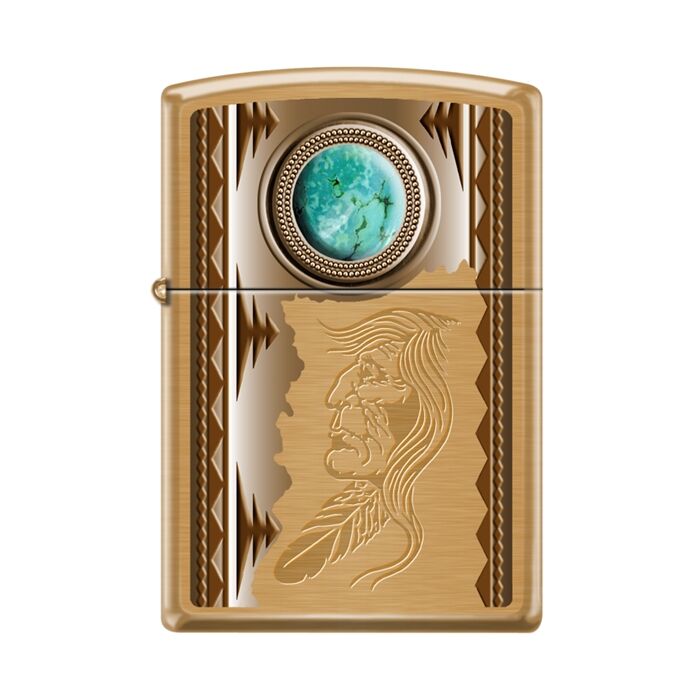 Zippo American Indian Navajo Chief With Turquoise Dizayn Çakmak
