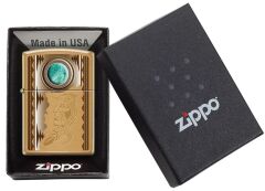 Zippo American Indian Navajo Chief With Turquoise Dizayn Çakmak