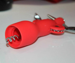 Paslanmaz Çelik + Silikon Tirbuşon / Şarap Açacağı