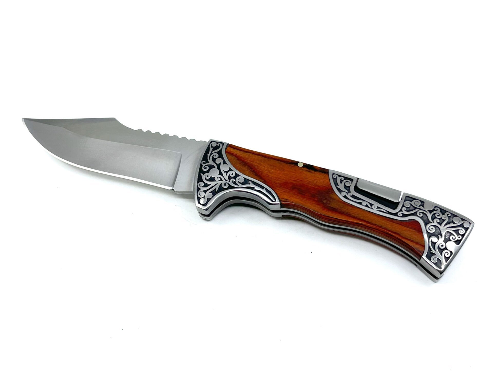 Full İşleme Katlanır Çakı Gül Ağacı Sap