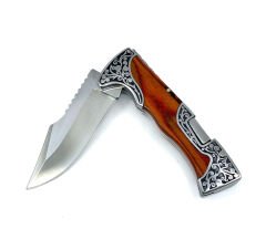 Full İşleme Katlanır Çakı Gül Ağacı Sap