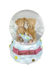 Sweet Bebi - Sevimli Ayıcıklar Işıklı ve Müzikli Kar Küresi Açık Mavi