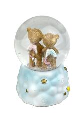 Sweet Bebi - Sevimli Ayıcıklar Işıklı ve Müzikli Kar Küresi Açık Mavi