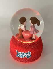 Love Sevgililer Işıklı ve Müzikli Kar Küresi