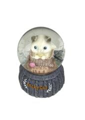 Şanslı Kedi - Lucky Cat Işıklı ve Müzikli Kar Küresi Büyük Boy