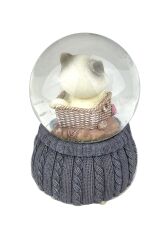 Şanslı Kedi - Lucky Cat Işıklı ve Müzikli Kar Küresi Büyük Boy