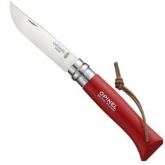 Opinel No 08 Paslanmaz Çelik Trekking Çakı + Kılıf Set - Kırmızı