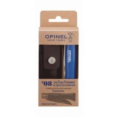 Opinel No 08 Paslanmaz Çelik Trekking Çakı + Kılıf Set - Mavi