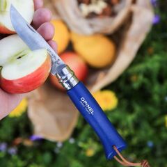 Opinel No 08 Paslanmaz Çelik Trekking Çakı + Kılıf Set - Mavi