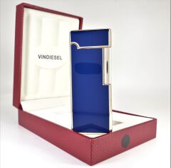 Slim Metal Çakmak - Mavi - Taşlı Gazlı