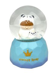 Sweet Love Panda Tulumlu Çocuk Işıklı ve Müzikli Kar Küresi