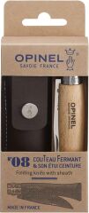 Opinel No 08 Paslanmaz Çelik Trekking Çakı + Kılıf Set - Naturel