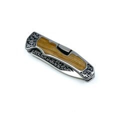 Gravür İşlemeli Katlanır Çakı Zeytin Ağacı Sap