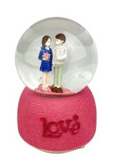 Love Aşk Müzikli ve Işıklı Müzikli Kar Küresi