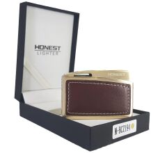 Gazlı Metal Çakmak Kahverengi Deri