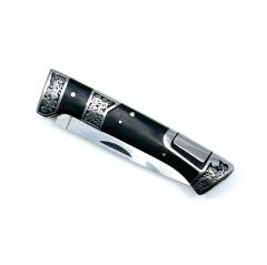 Abanoz Ağacı Kabzeli Çiçek İşlemeli Katlanabilir Çakı