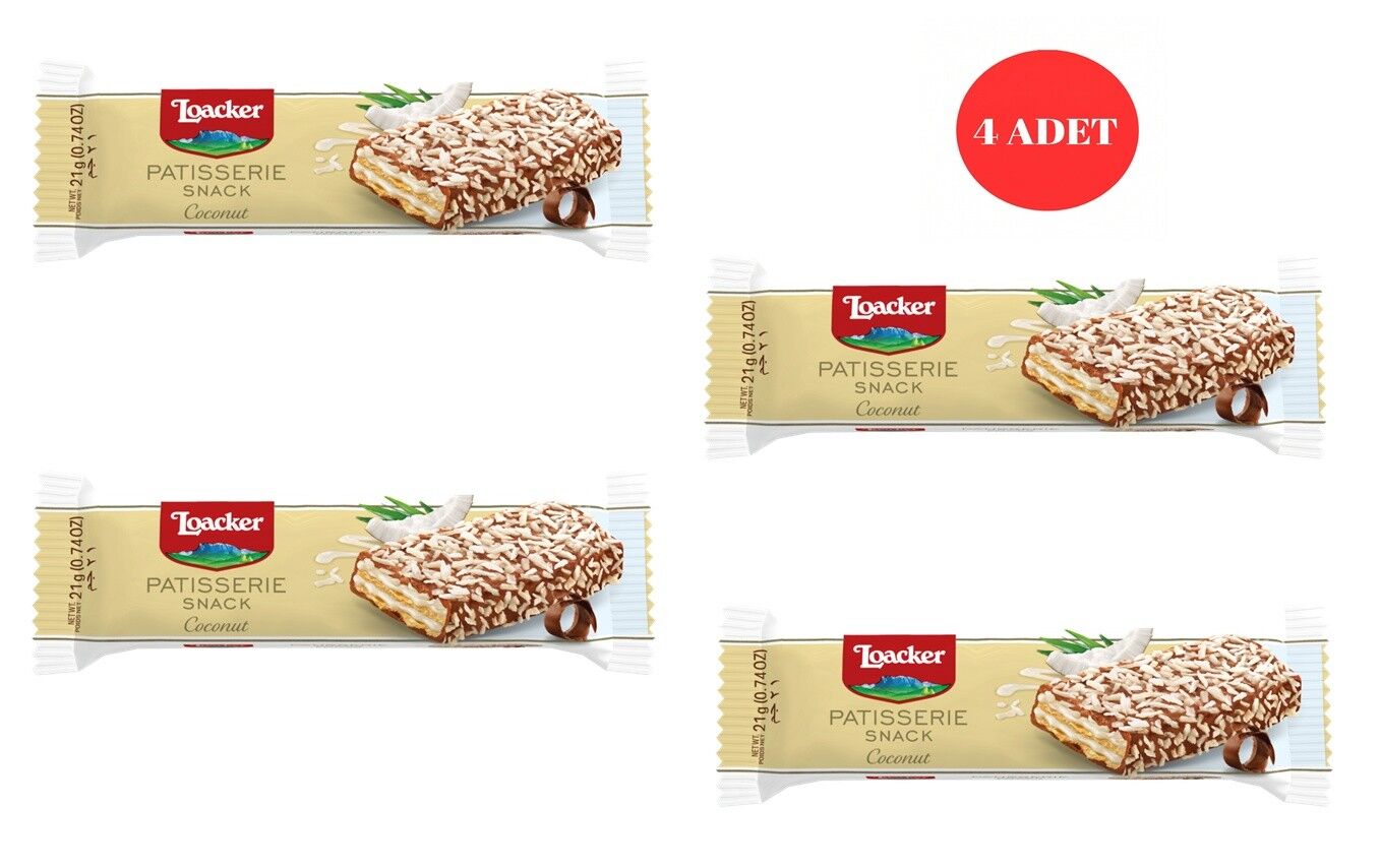 Loacker Patisserie Coconut Snacks Hindistan Cevizli Gofret 21 g (4 ADET)