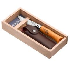 Opinel N°08 Carbon + Sheath - Ahşap Kutulu ve Kılıflı Karbon Çelik Çakı