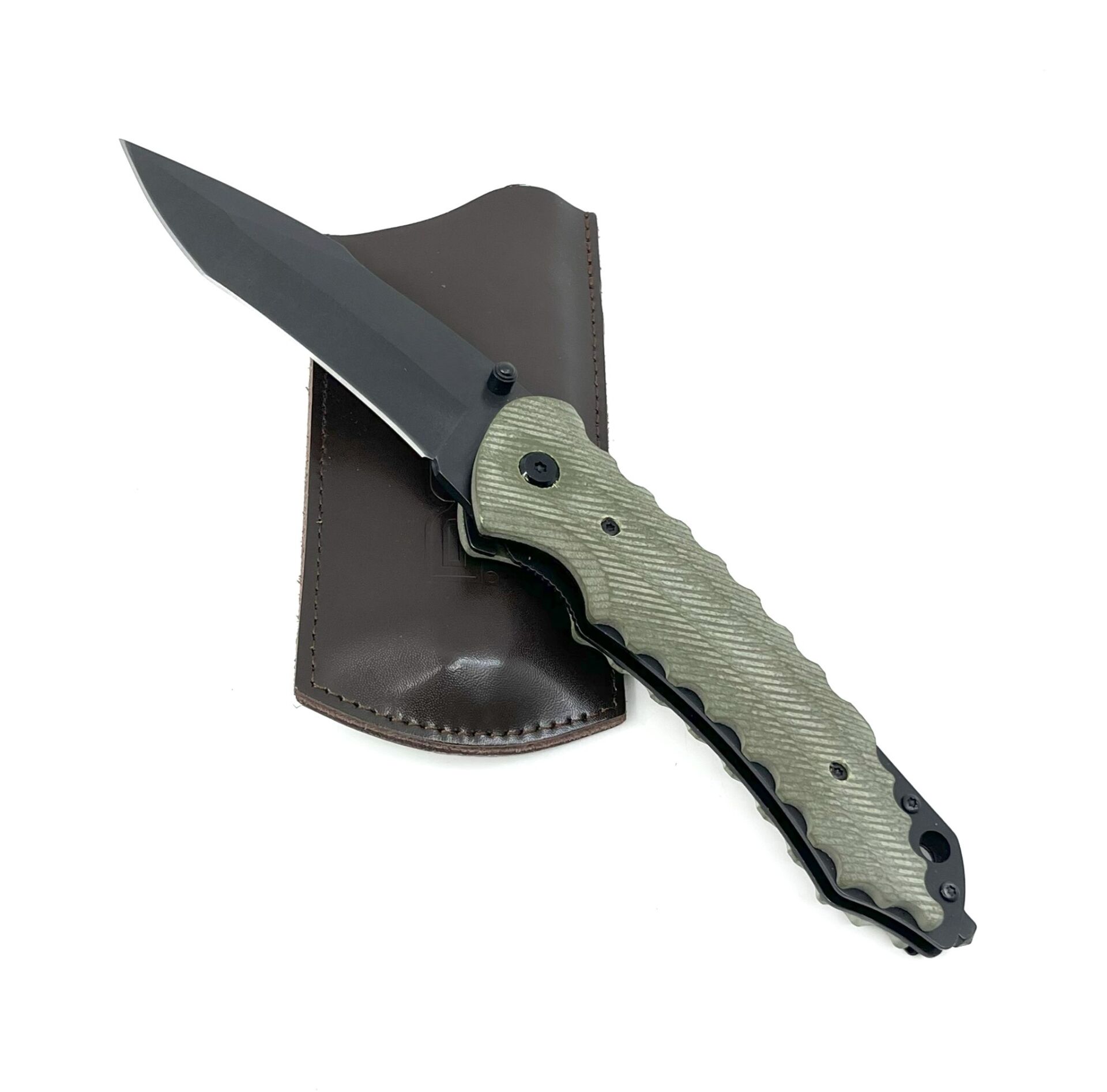 Yeşil-Siyah Katlanır Çakı - Kılıflı