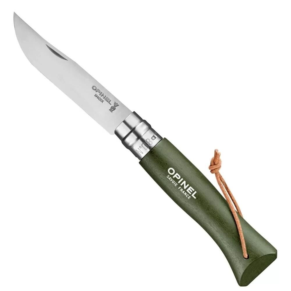 Opinel Inox No 8 Gürgen Saplı Paslanmaz Çelik Trekking Çakı - Haki