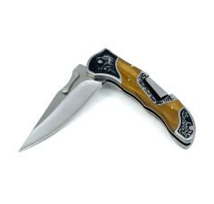 American Mustang At Figürü İşlemeli Katlanır Çakı - Zeytin Ağacı Kabze 20 Cm