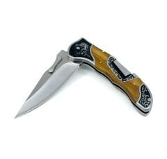 American Mustang At Figürü İşlemeli Katlanır Çakı - Zeytin Ağacı Kabze 20 Cm