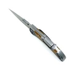 American Mustang At Figürü İşlemeli Katlanır Çakı - Zeytin Ağacı Kabze 20 Cm