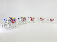 Swaroski Taşlı Metal Bereket Fili 5li Mücevher Kutusu Gri