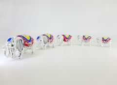 Swaroski Taşlı Metal Bereket Fili 5li Mücevher Kutusu Gri