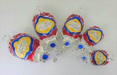 Swaroski Taşlı Metal Bereket Fili 5li Mücevher Kutusu Gri