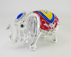 Swaroski Taşlı Metal Bereket Fili 5li Mücevher Kutusu Gri