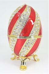 Swaroski Taşlı Metal Yumurta 10cm Mücevher Kutusu