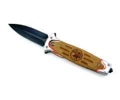 Ahşap Kabze Kartal Desen Çakı - Gri