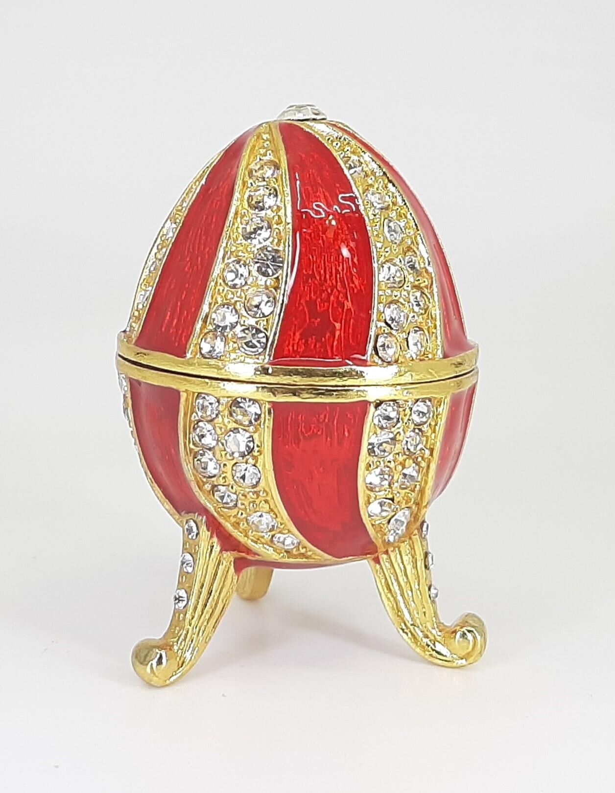 Swaroski Taşlı Metal Yumurta 7cm Mücevher Kutusu