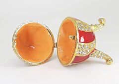 Swaroski Taşlı Metal Yumurta 7cm Mücevher Kutusu