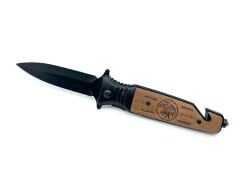 Ahşap Kabze Kartal Desen Çakı - Siyah