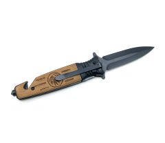 Ahşap Kabze Kartal Desen Çakı - Siyah