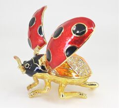 Swaroski Taşlı Metal Uğur Böceği Mücevher Kutusu