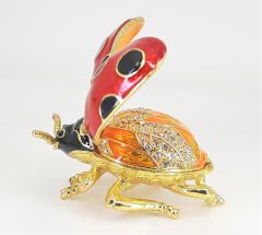 Swaroski Taşlı Metal Uğur Böceği Mücevher Kutusu