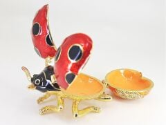 Swaroski Taşlı Metal Uğur Böceği Mücevher Kutusu