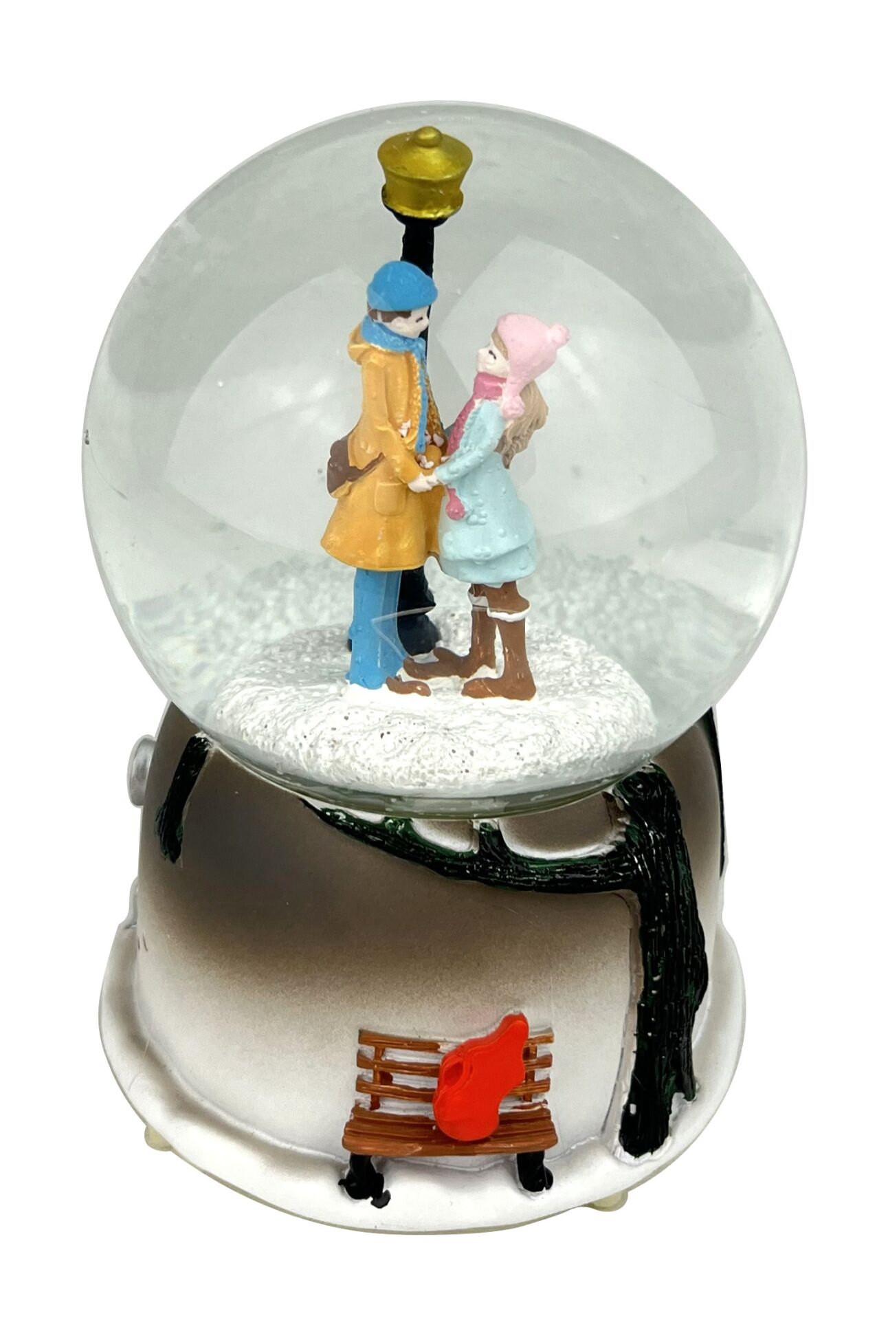 Kavuşan Çift Işıklı ve Müzikli Kar Küresi