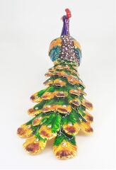 Swaroski Taşlı Metal Tavus Kuşu Mücevher Kutusu