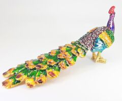 Swaroski Taşlı Metal Tavus Kuşu Mücevher Kutusu