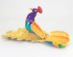 Swaroski Taşlı Metal Tavus Kuşu Mücevher Kutusu