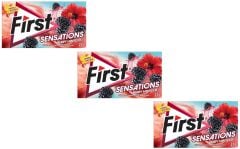 First Sensations Berry Hibiscus Böğürtlen ve Hibiskus Aromalı Şekersiz Tatlandırıcılı Sakız - 3'lü Paket