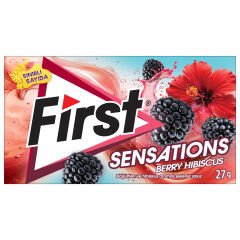 First Sensations Berry Hibiscus Böğürtlen ve Hibiskus Aromalı Şekersiz Tatlandırıcılı Sakız - 3'lü Paket