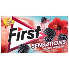First Sensations Berry Hibiscus Böğürtlen ve Hibiskus Aromalı Şekersiz Tatlandırıcılı Sakız - 3'lü Paket