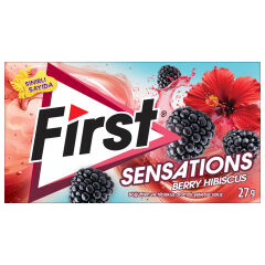 First Sensations Berry Hibiscus Böğürtlen ve Hibiskus Aromalı Şekersiz Tatlandırıcılı Sakız - 3'lü Paket