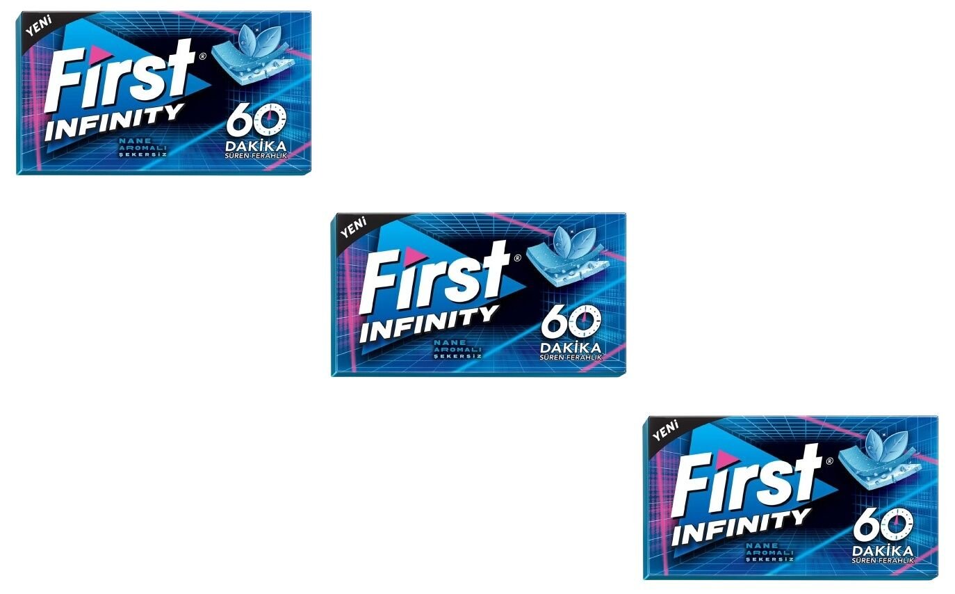 First 60 Dk Infinity Nane Aromalı Şekersiz Tatlandırıcılı Sakız - 3'lü Paket