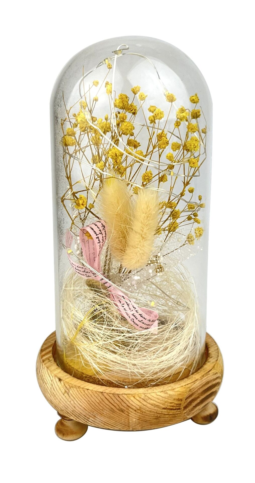 Işıklı Çiçekli Fanus Cam Model 1